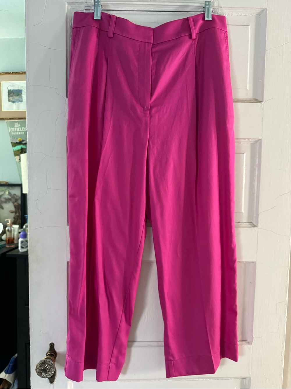 Ann Taylor linen-blend women’s Wide-Leg Trousers- Hot Pink (lined)